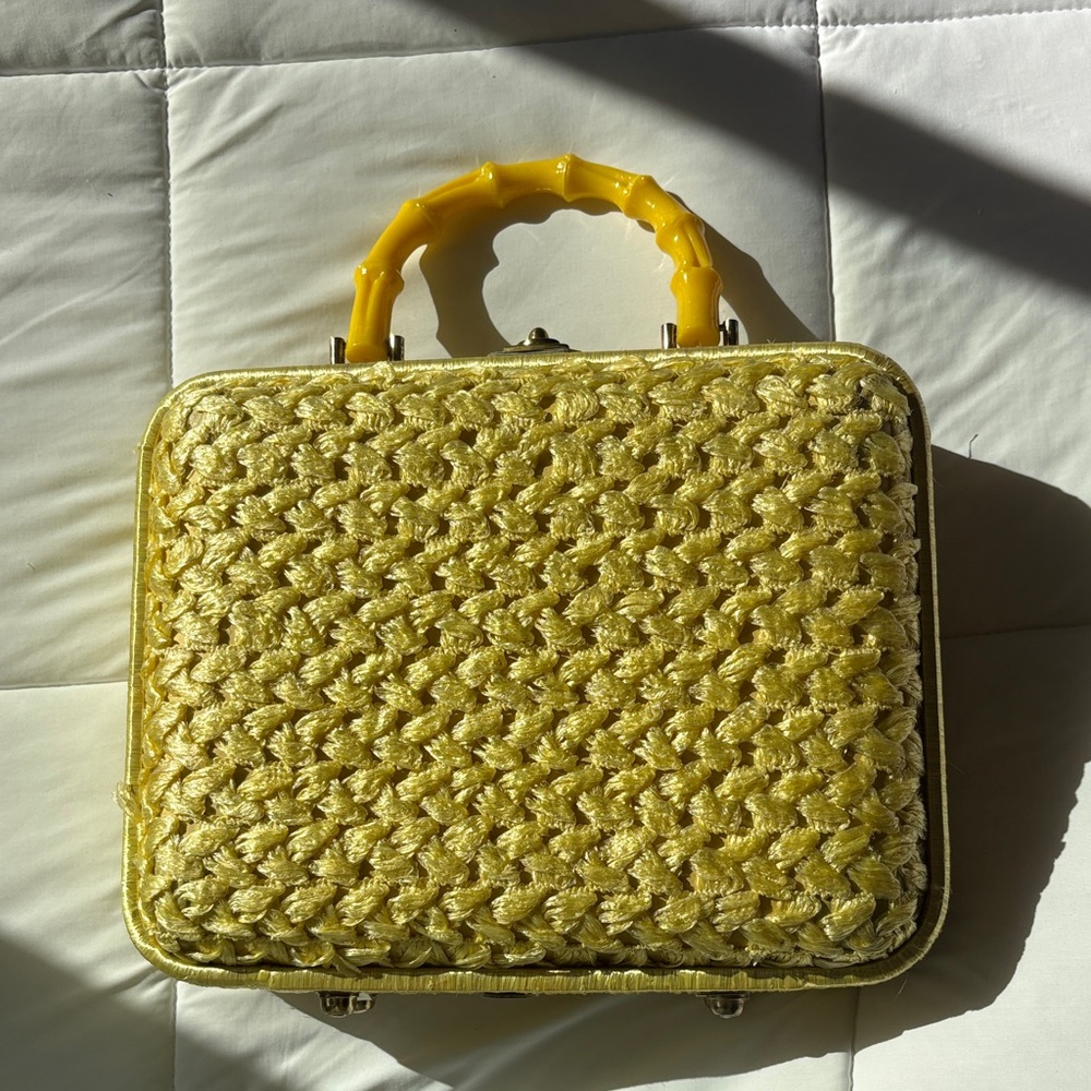 Vintage Yellow Woven Handbag